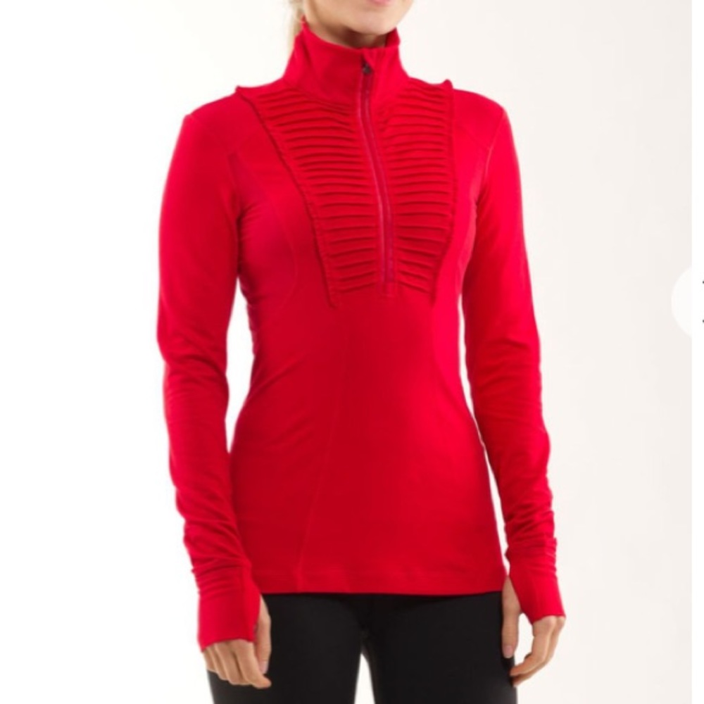 Lululemon Run: your heart out half zip pullover size 8 red Rulu